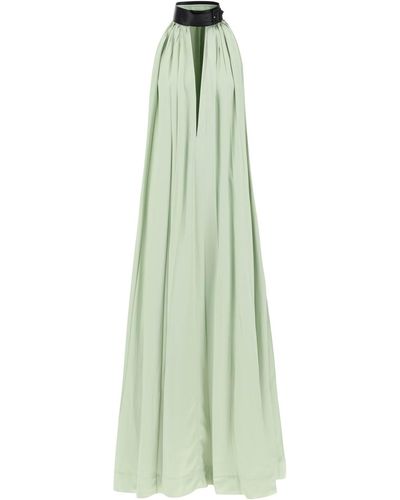 Ferragamo Maxi Dress With Leather Buckle Detail - Green