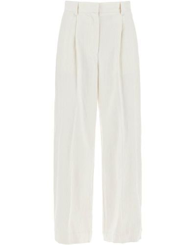 Totême Silk And Cotton Corduroy Trousers Made - White
