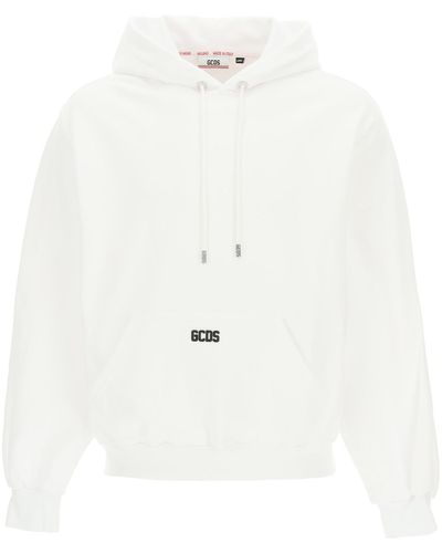 Gcds Hoodie With Rubberized Micro Logo - White