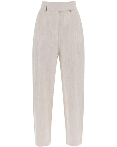Totême Tapered Trousers With Mélange Finish - White