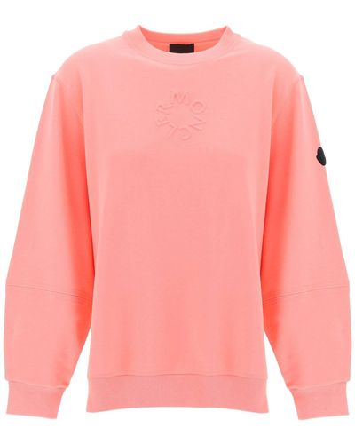 Moncler Crewneck Sweatshirt With Emb - Pink