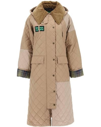 BARBOUR X GANNI Burghley Quilted Trench Coat - Natural