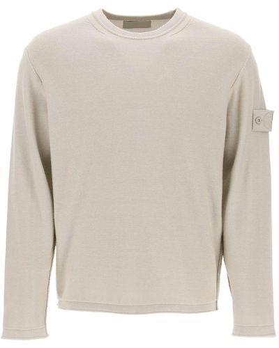 Stone Island Cotton And Cashmere Ghost Piece Pullover - Natural