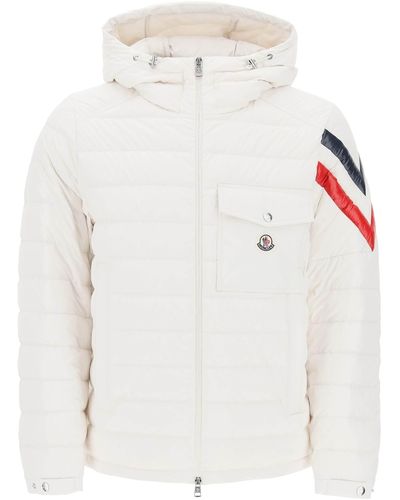 Moncler Berard Down Jacket With Tricolor Intarsia - White