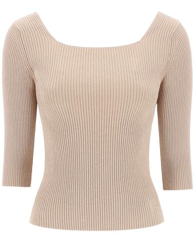 Fendi Ribbed Cotton Sweater - Brown