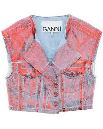Ganni Cropped Vest - Brown