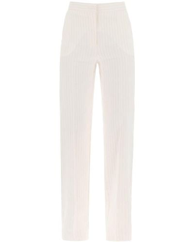 MVP WARDROBE Striped Monaco Trousers - White