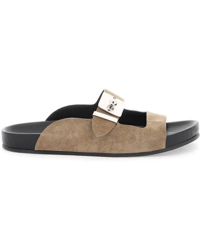 Lanvin Suede Leather Slides For Women - White