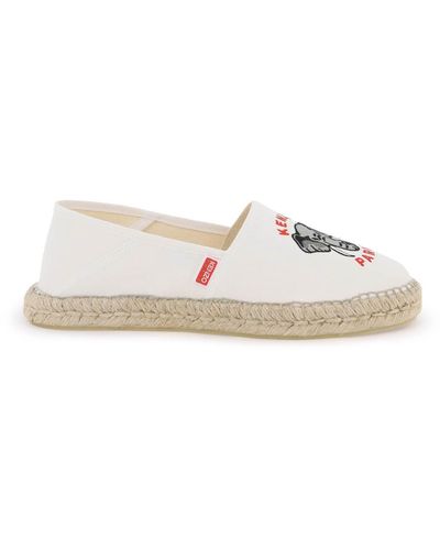 KENZO Espadrillas In Tela Con Ricamo Logo - Bianco