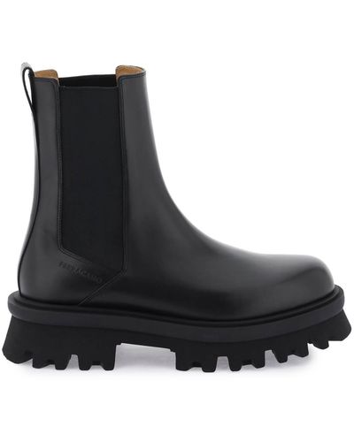 Ferragamo Leather Chelsea Boots - Black