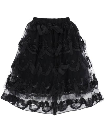 Simone Rocha Embroidered Tutu Skirt - Black