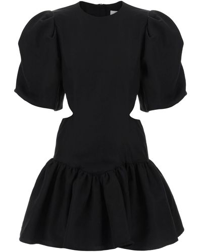 MSGM Mini Dress With Balloon Sleeves And Cut-outs - Black