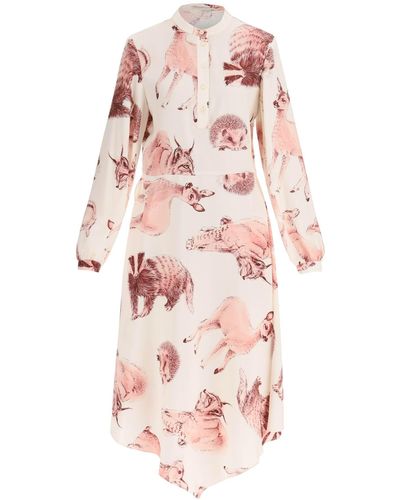Stella McCartney Tella Mccartney Fauna Rewild Print Shirt Dress - Pink