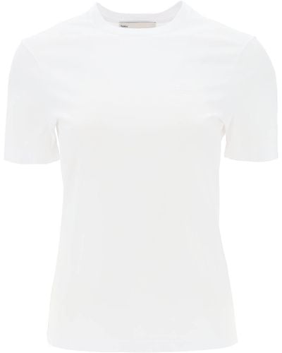 Tory Burch T Shirt Regular Con Ricamo Logo - Bianco
