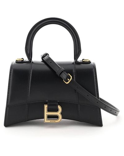 Balenciaga Hourglass Xs Top Handle Mini Bag - Black