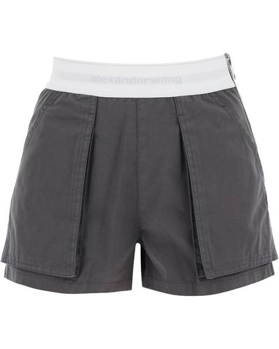 Alexander Wang Cargo Shorts With Elastic Waistband - Gray