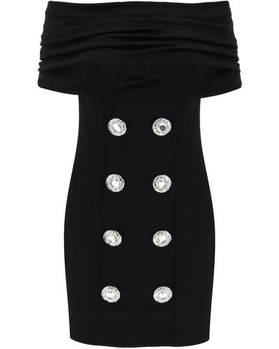 Balmain Mini Dress With Boat Neckline - Black