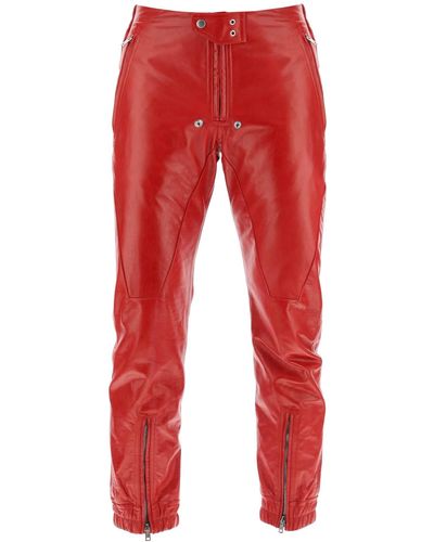 Rick Owens Luxor Leather Trousers For Men - Red