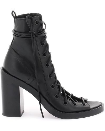 Ann Demeulemeester Leather Lace-up Sandals - Black