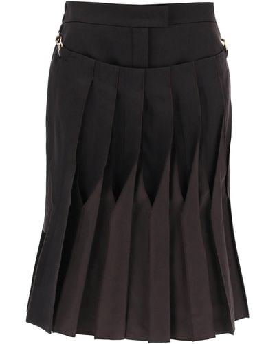 Fendi Duchesse Skirt With Pleated Panel - Black