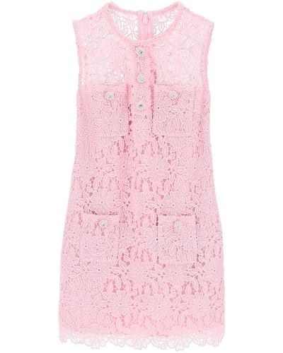 Self-Portrait Floral Lace Mini Dress With Eight - Pink