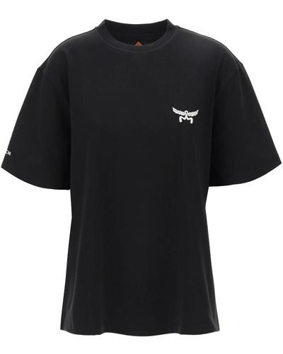 MCM Laurel Embroidered T-Shirt - Black