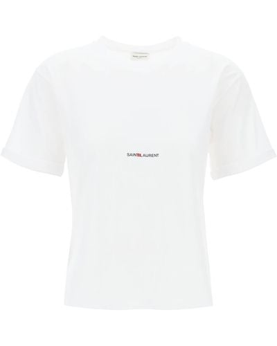 Saint Laurent T-Shirt Stampa Logo - Bianco