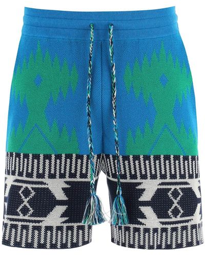 Alanui Jacquard Cotton Icon Shorts - Blue