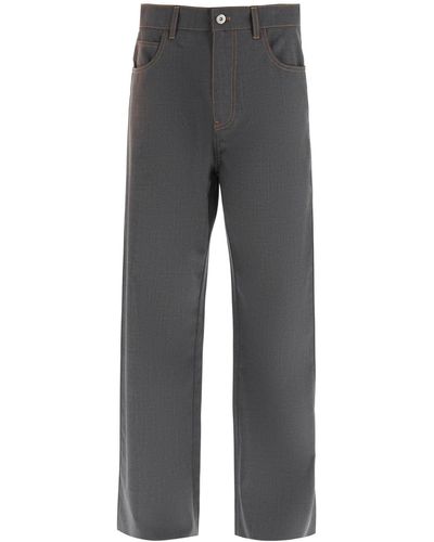 Miu Miu Denim-effect Cool Wool Trousers - Grey