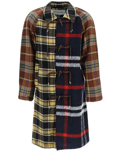 ANDERSSON BELL Multicolour Check Wool Blend Duffle Coat - Black