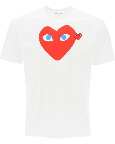 COMME DES GARÇONS PLAY T-Shirt Con Stampa E Ricamo Heart - Bianco