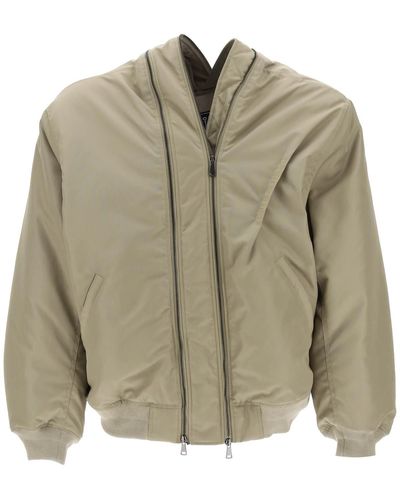Y. Project Nylon Bomber Jacket With Double Zipper Closure - Natural