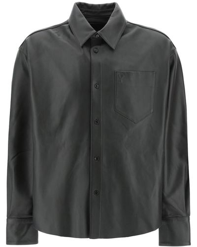 Ami Paris Nappa Leather Overshirt - Black