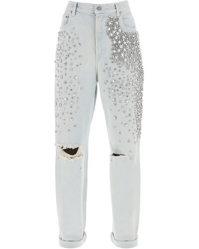 Golden Goose Bleached Jeans With Crystals - Grey