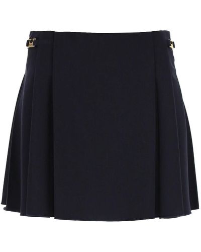 Low Classic Pleated Mini Skirt - Blue