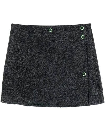 Ganni Mini Lamé Tweed Wrap Skirt - Black