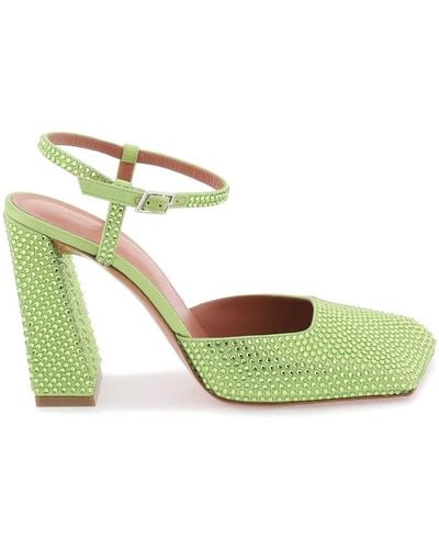 AMINA MUADDI Charlotte Court Shoes With Crystals - Green