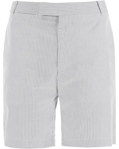 Thom Browne Striped Cotton Bermuda Shorts For - Grey
