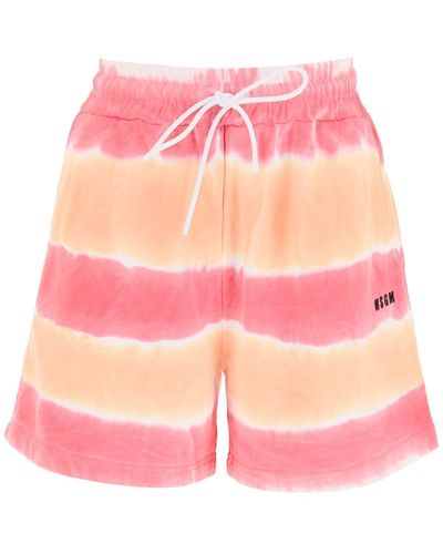 MSGM SHORTS TIE-DYE IN JERSEY - Rosa