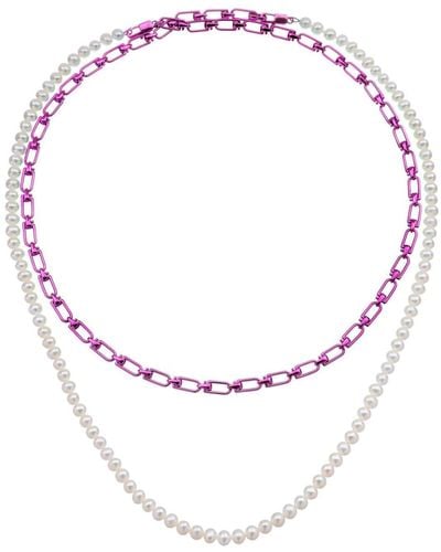 Eera 'Reine' Double Necklace With Pearls - White