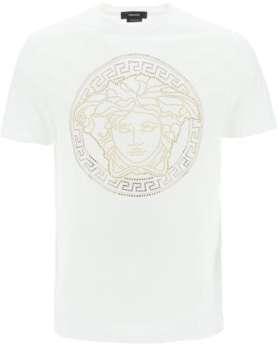 Versace T-Shirt Taylor Fit Medusa Strass - Bianco