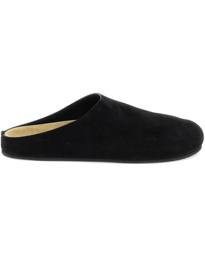 The Row Hugo Suede Leather Clog In - Black