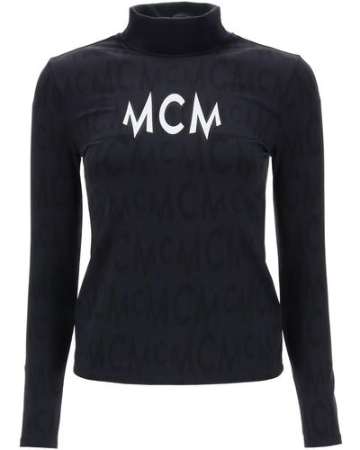 MCM Long-Sleeved Top With Logo Pattern - Black