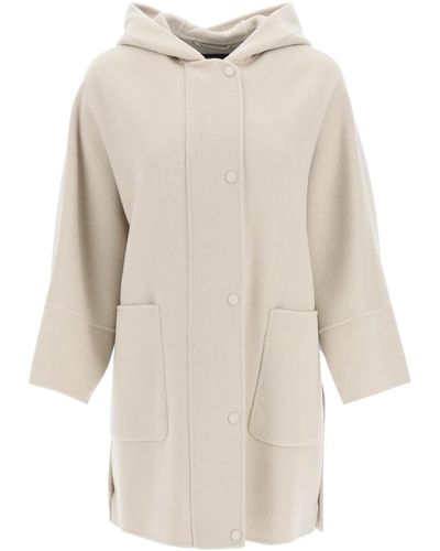 Weekend by Maxmara 'lollo' Hooded New Wool Cape - Natural
