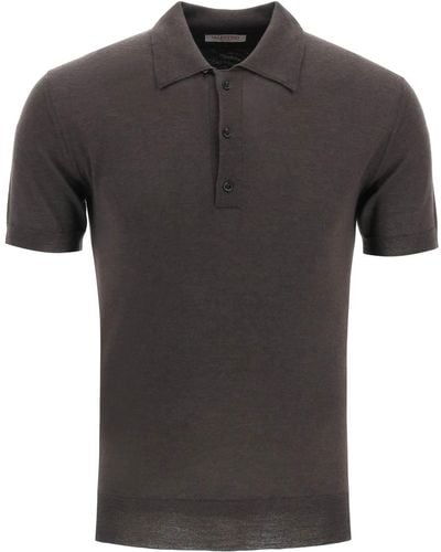 Valentino Cashmere And Silk Knit Polo Shirt - Black
