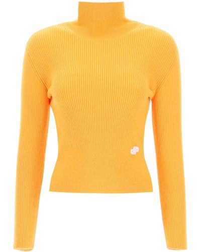 Patou Narrow Ribbed Jumper With Turtleneck - Yellow