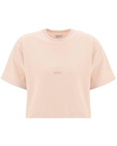 Autry Boxy T-Shirt With Debossed Logo - Pink
