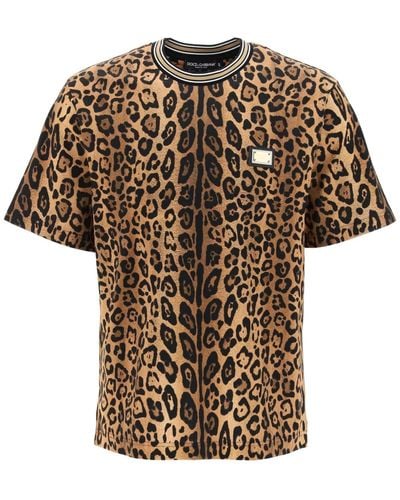 Dolce & Gabbana Maglietta con stampa leopardata con - Marrone