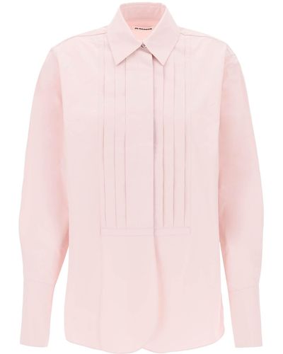 Jil Sander Pleated Bib Shirt With - Pink