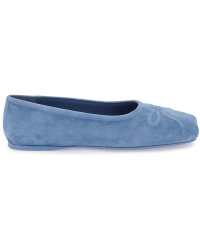 Marni Suede Little Bow Ballerina Shoes - Blue